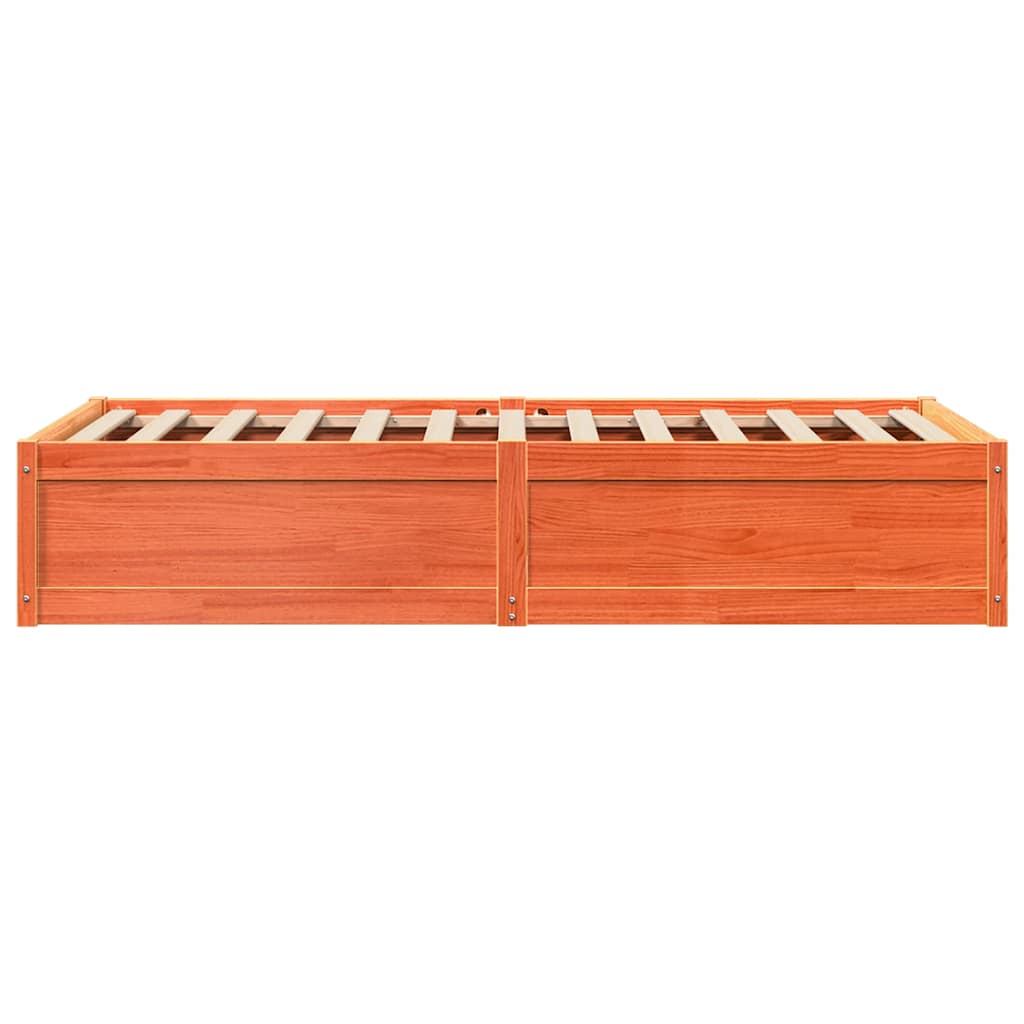 sengeramme uden madras 75x190 cm massivt fyrretræ gyldenbrun