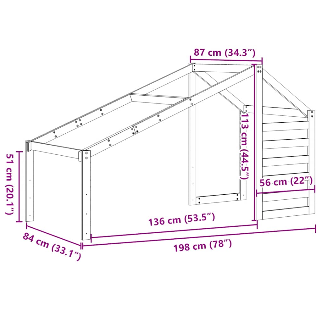 stel til husseng 198x87x113 cm massivt fyrretræ hvid
