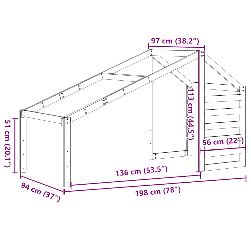 stel til husseng 198x97x113 cm massivt fyrretræ gyldenbrun