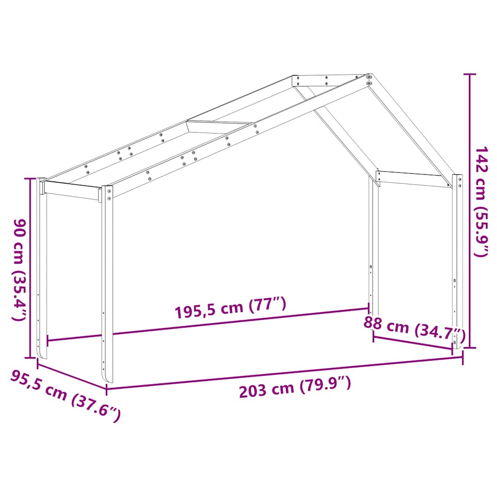 stel til husseng 203x95,5x142 cm massivt fyrretræ hvid