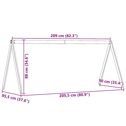 stel til husseng 209x95,5x88 cm massivt fyrretræ gyldenbrun