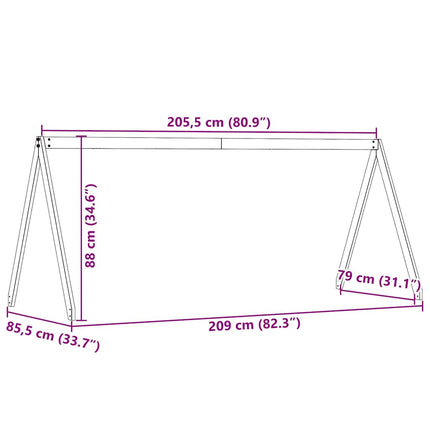stel til husseng 209x85,5x88 cm massivt fyrretræ hvid