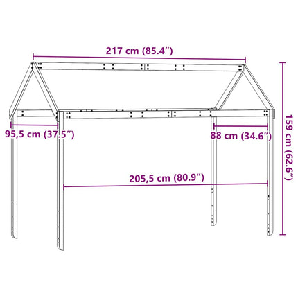 stel til husseng 217x95,5x159 cm massivt fyrretræ gyldenbrun
