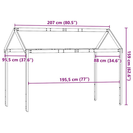 stel til husseng 207x95,5x159 cm massivt fyrretræ hvid