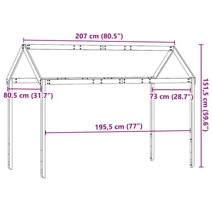 stel til husseng 207x80,5x151,5 cm massivt fyrretræ gyldenbrun