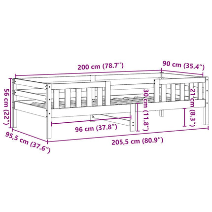 sengeramme uden madras 90x200 cm massivt fyrretræ hvid