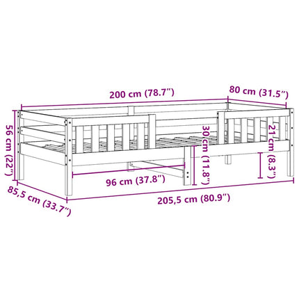 sengeramme uden madras 80x200 cm massivt fyrretræ gyldenbrun