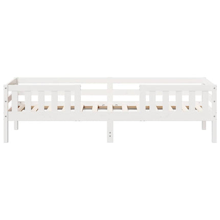 sengeramme uden madras 75x190 cm massivt fyrretræ hvid