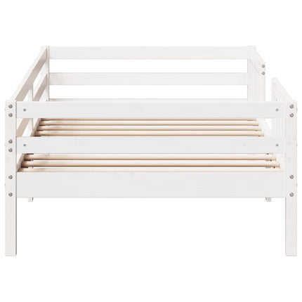sengeramme uden madras 75x190 cm massivt fyrretræ hvid
