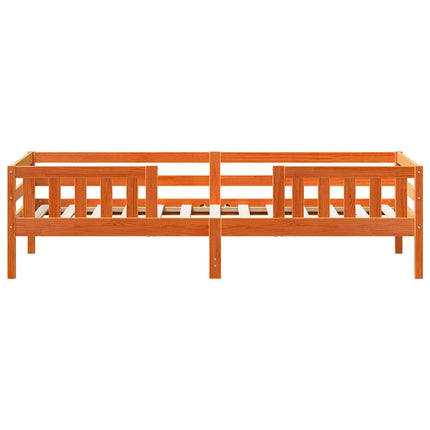 sengeramme uden madras 75x190 cm massivt fyrretræ gyldenbrun