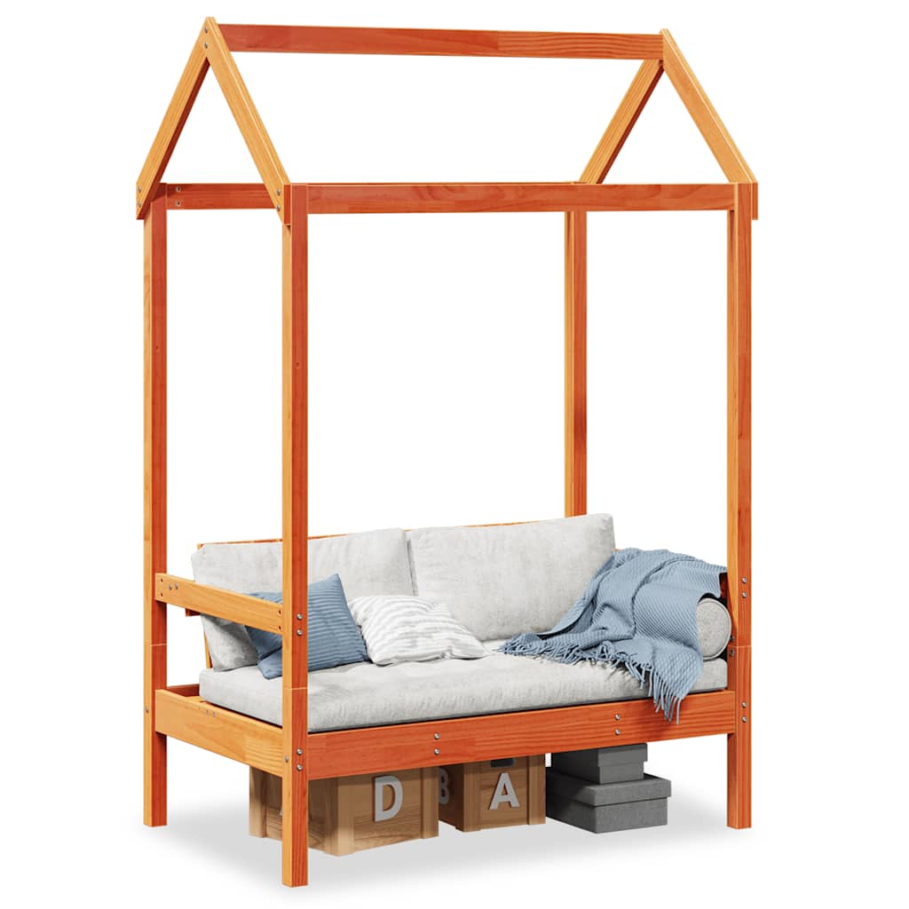 bænk med tag 117,5x70x176,5 cm massivt fyrretræ gyldenbrun billede