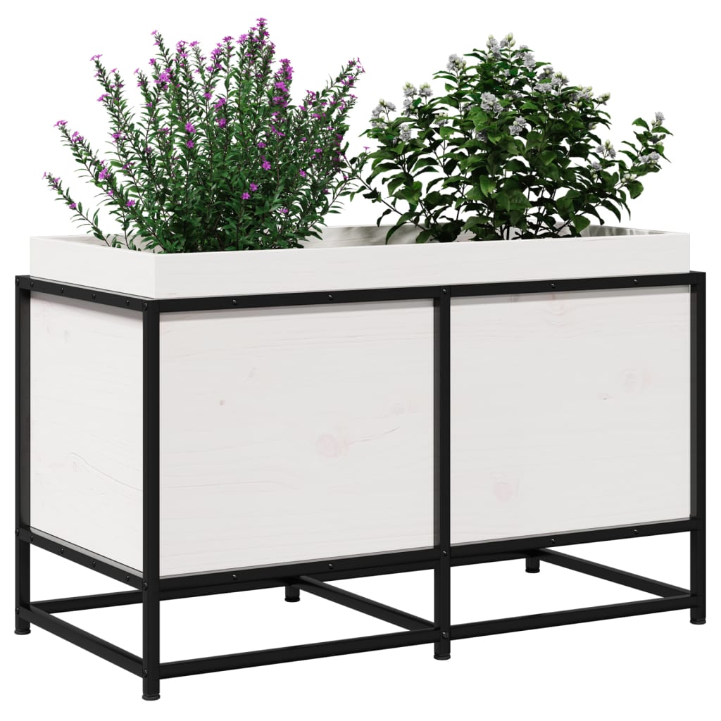 plantekasse 80x40x50 cm massivt fyrretræ hvid