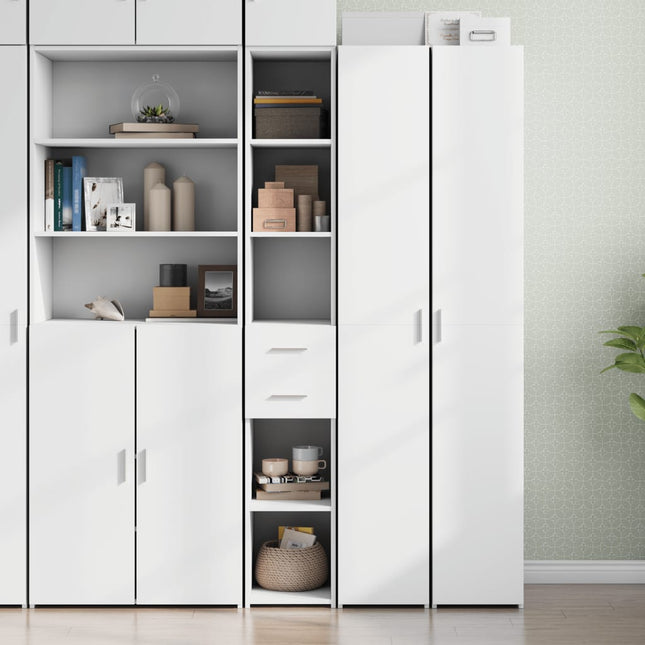 reol 30x42,5x185 cm konstrueret træ hvid