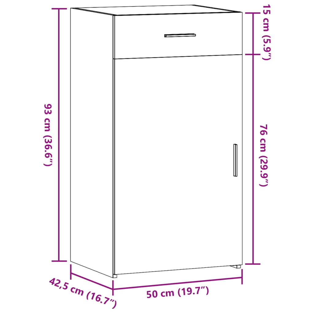 skab 50x42,5x93 cm konstrueret træ sonoma-eg