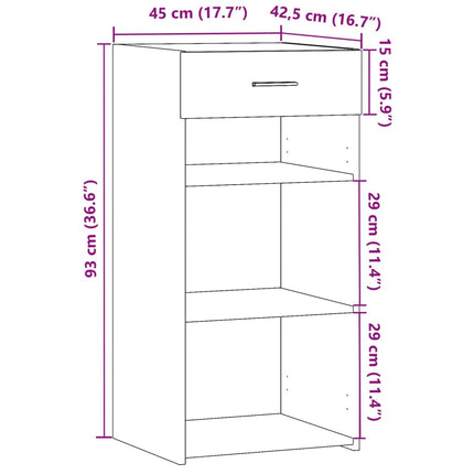 skab 45x42,5x93 cm konstrueret træ røget egetræsfarve
