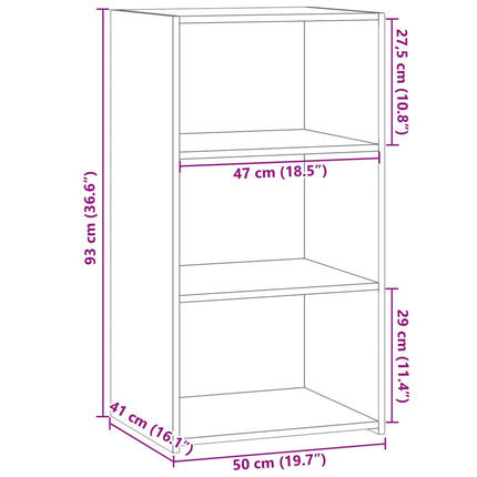 reol 50x41x93 cm konstrueret træ hvid