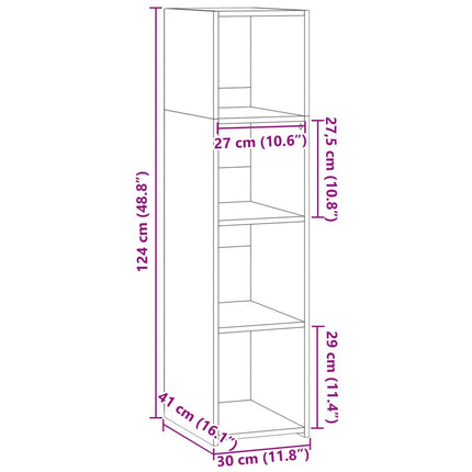 reol 30x41x124 konstrueret træ grå sonoma-eg