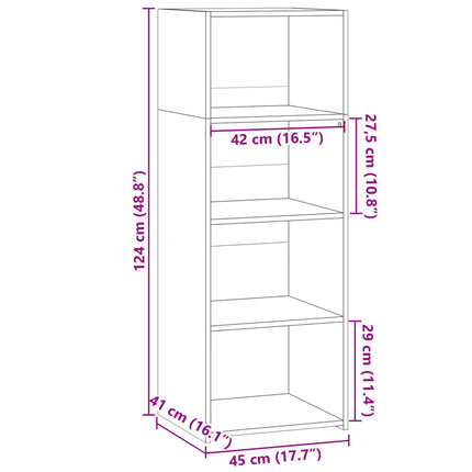 reol 45x41x124 cm konstrueret træ sort