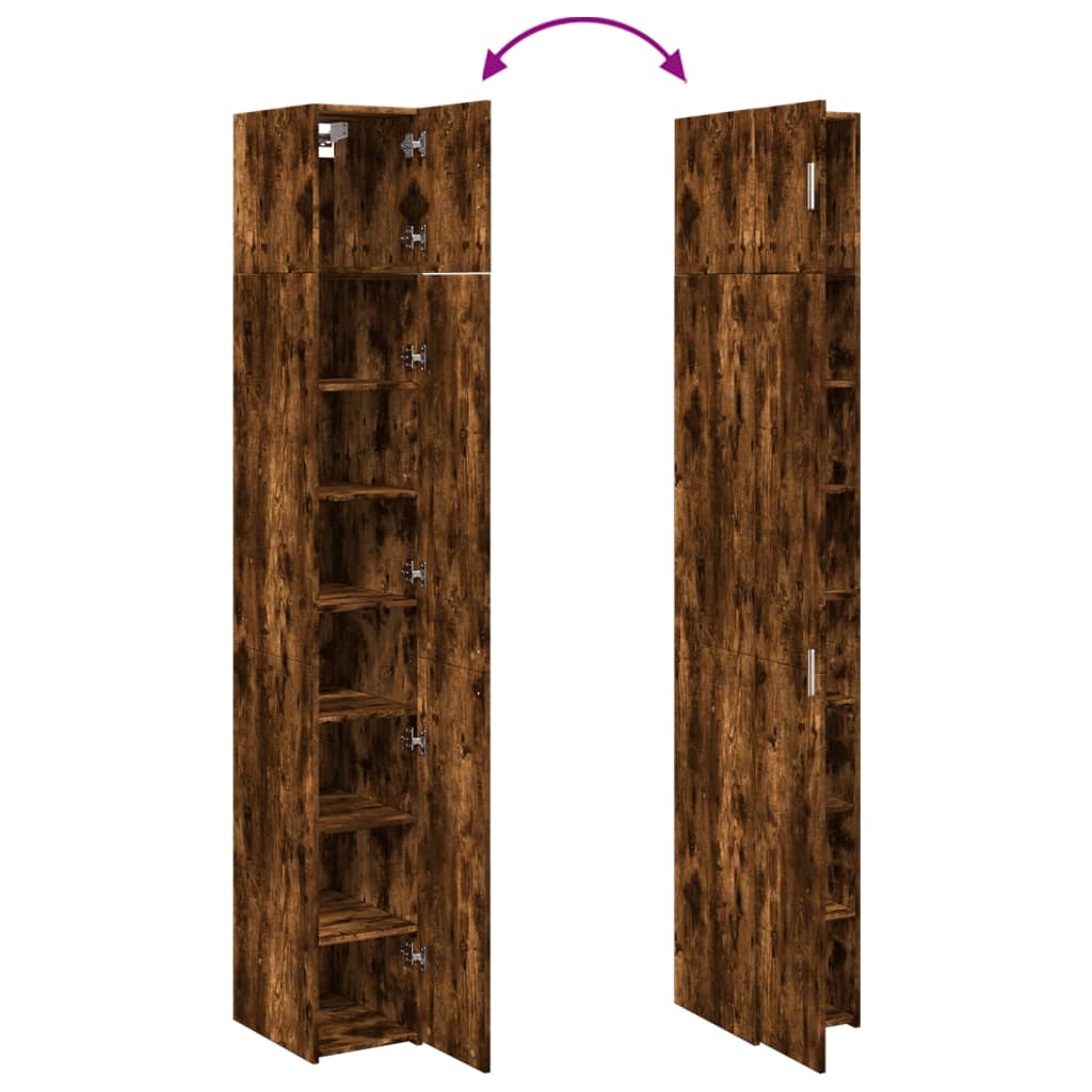 skab 30x42,5x225 cm smalt konstrueret træ røget egetræsfarve