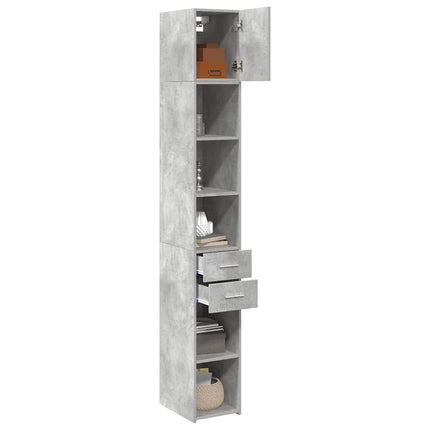 skab 30x42,5x225 cm smalt konstrueret træ betongrå