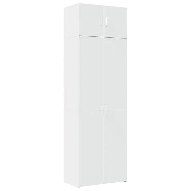 opbevaringsskab 70x42,5x225 cm konstrueret træ hvid