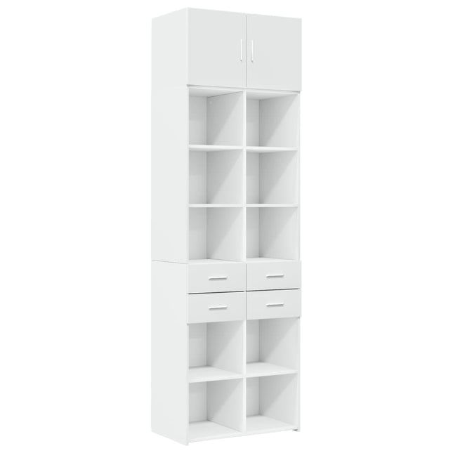 opbevaringsskab 70x42,5x225 cm konstrueret træ hvid