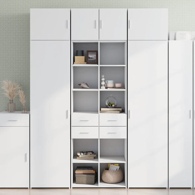 opbevaringsskab 70x42,5x225 cm konstrueret træ hvid