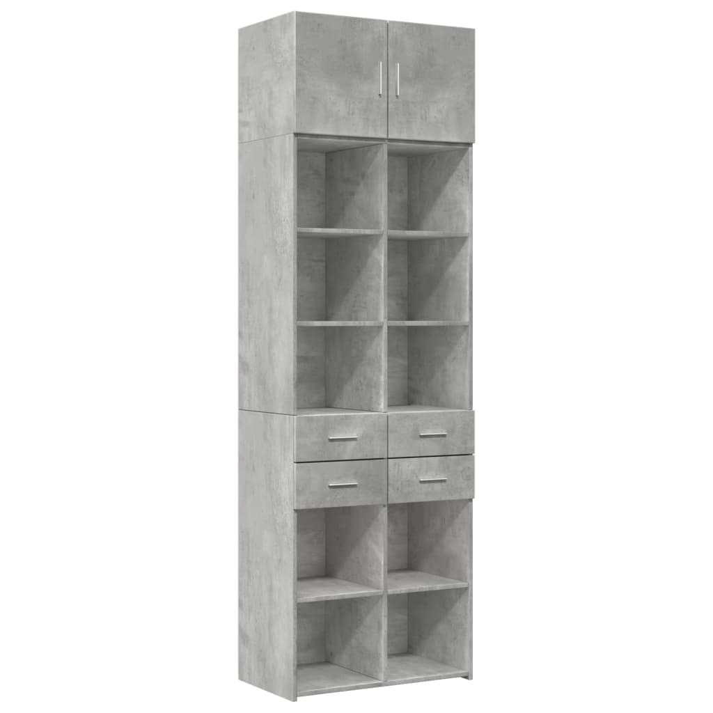 skab 70x42,5x225 cm smalt konstrueret træ betongrå
