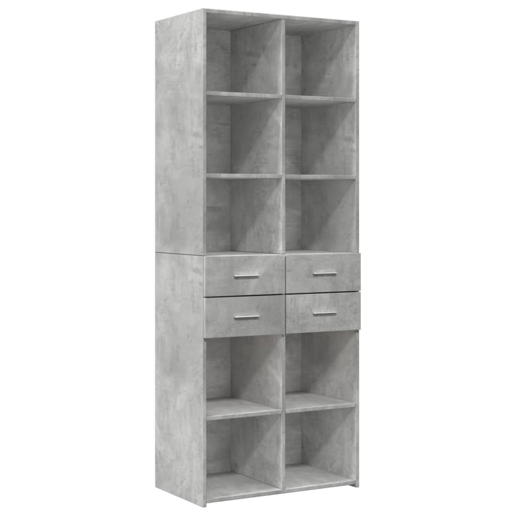 skab 70x42,5x225 cm smalt konstrueret træ betongrå