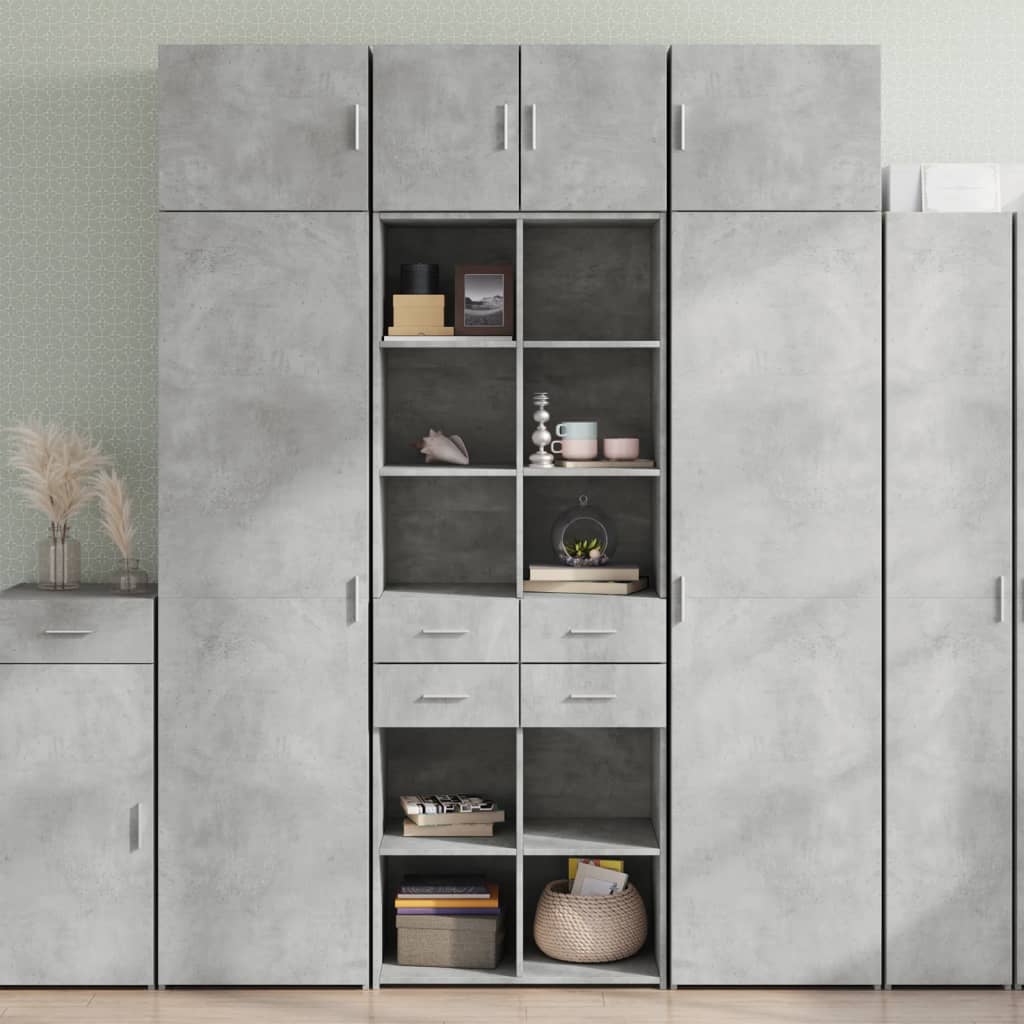skab 70x42,5x225 cm smalt konstrueret træ betongrå