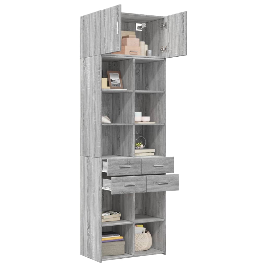 skab 70x42,5x225 cm konstrueret træ grå sonoma-eg