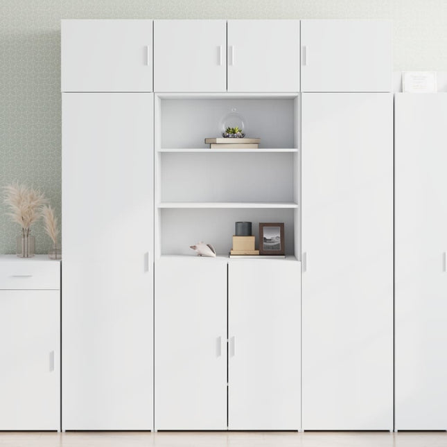 opbevaringsskab 80x42,5x225 cm konstrueret træ hvid