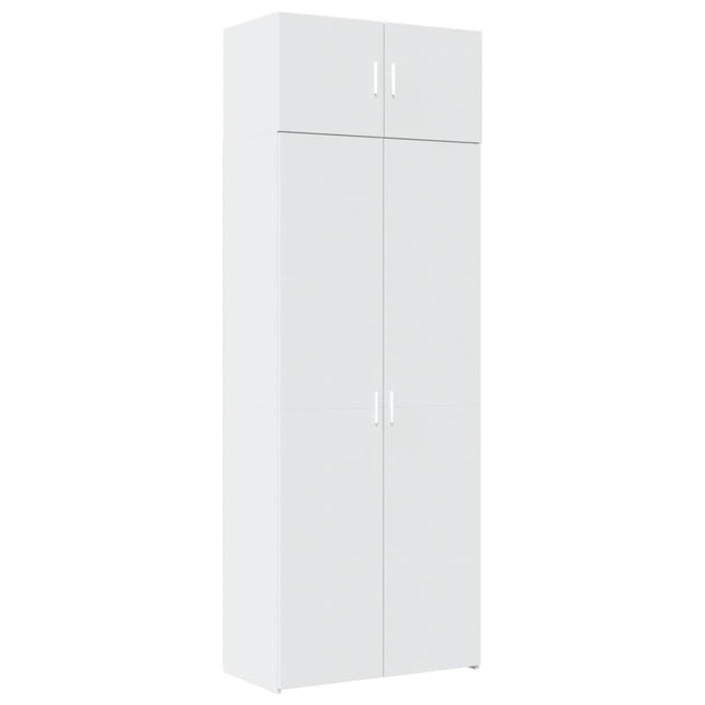 opbevaringsskab 80x42,5x225 cm konstrueret træ hvid