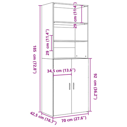 skab 70x42,5x185 cm konstrueret træ betongrå