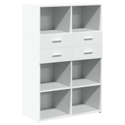 reol 80x42,5x124 cm konstrueret træ hvid