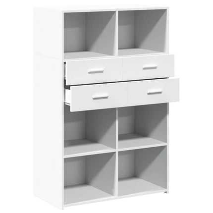 reol 80x42,5x124 cm konstrueret træ hvid