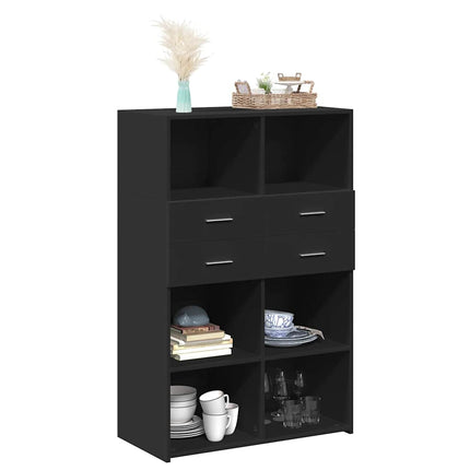 reol 80x42,5x124 cm konstrueret træ sort