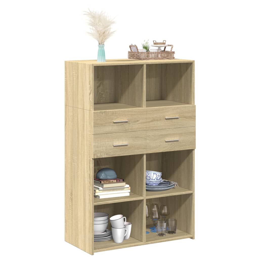 reol 80x42,5x124 cm konstrueret træ sonoma-eg
