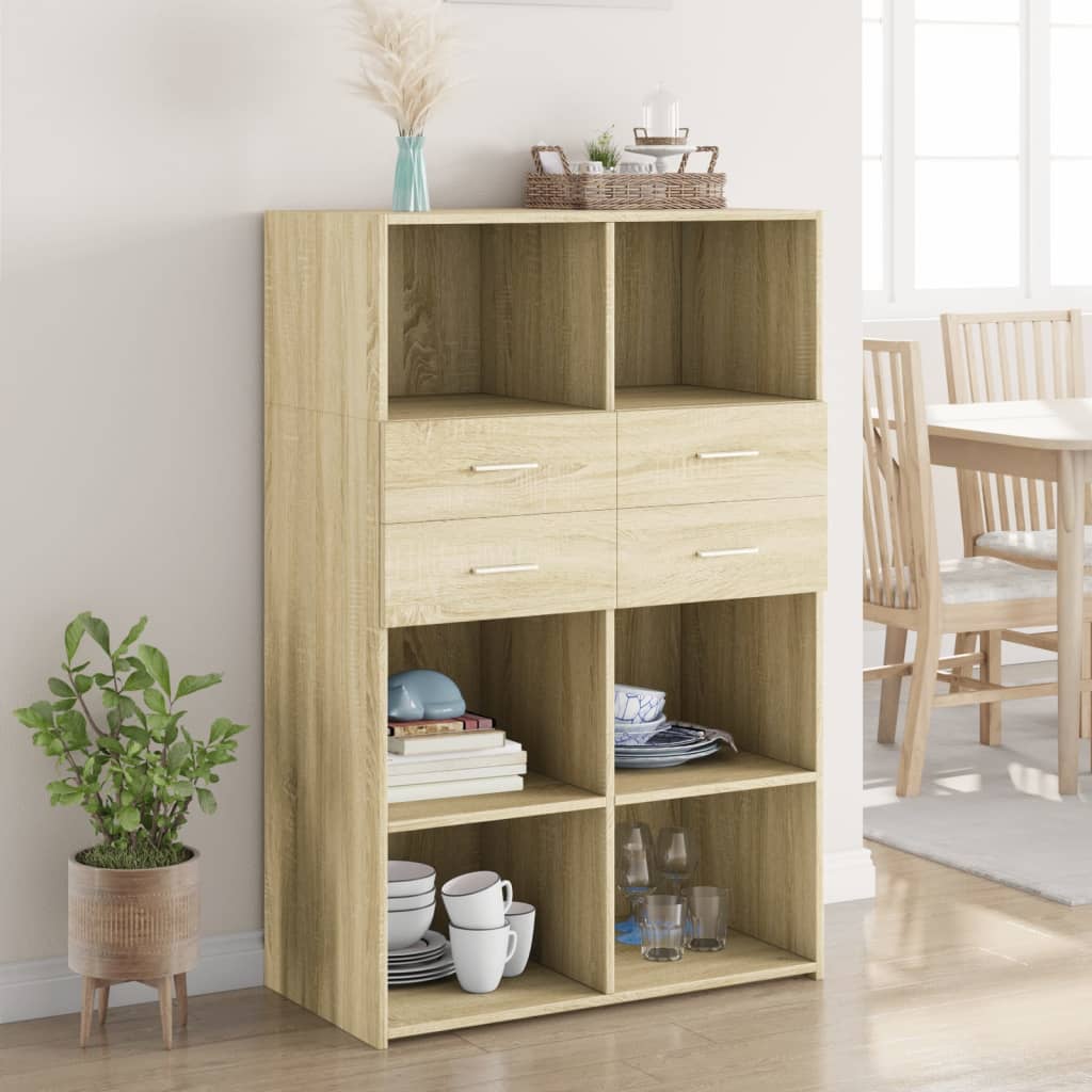 reol 80x42,5x124 cm konstrueret træ sonoma-eg