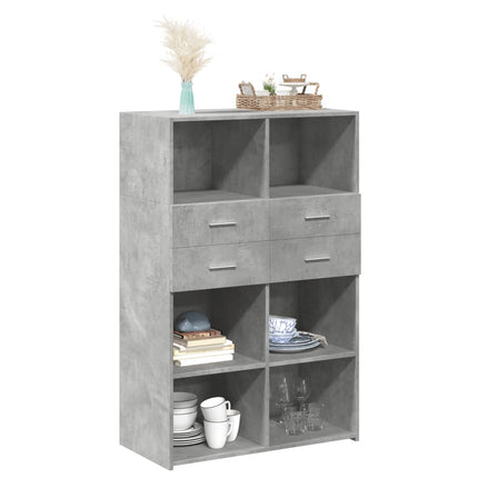 reol 80x42,5x124 cm konstrueret træ betongrå