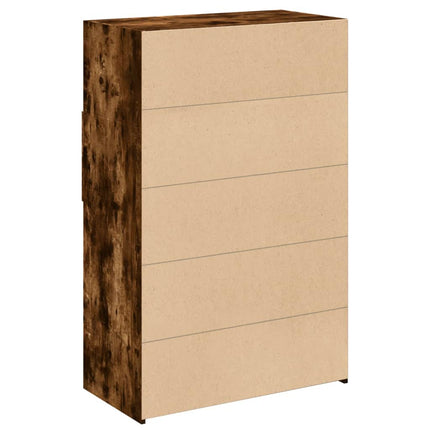 reol 80x42,5x124 cm konstrueret træ røget egetræsfarve