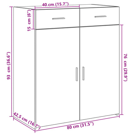 skænk 80x42,5x93 cm konstrueret træ brun egetræsfarve