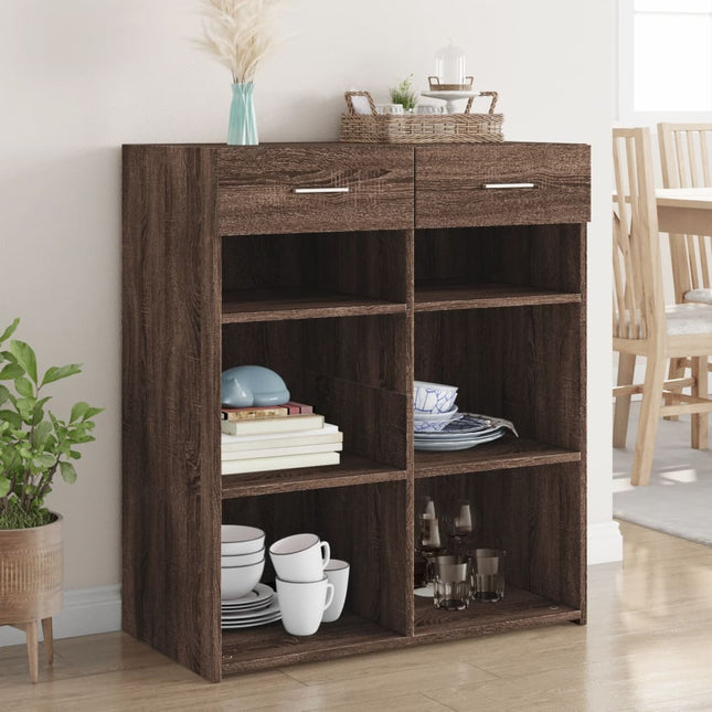 skænk 80x42,5x93 cm konstrueret træ brun egetræsfarve