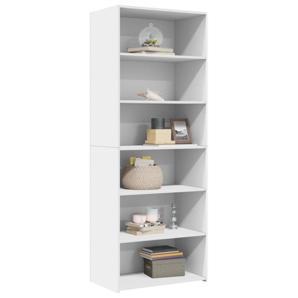 reol 70x41x185 cm konstrueret træ hvid