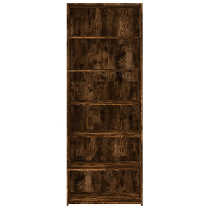 reol 70x41x185 cm konstrueret træ røget egetræsfarve