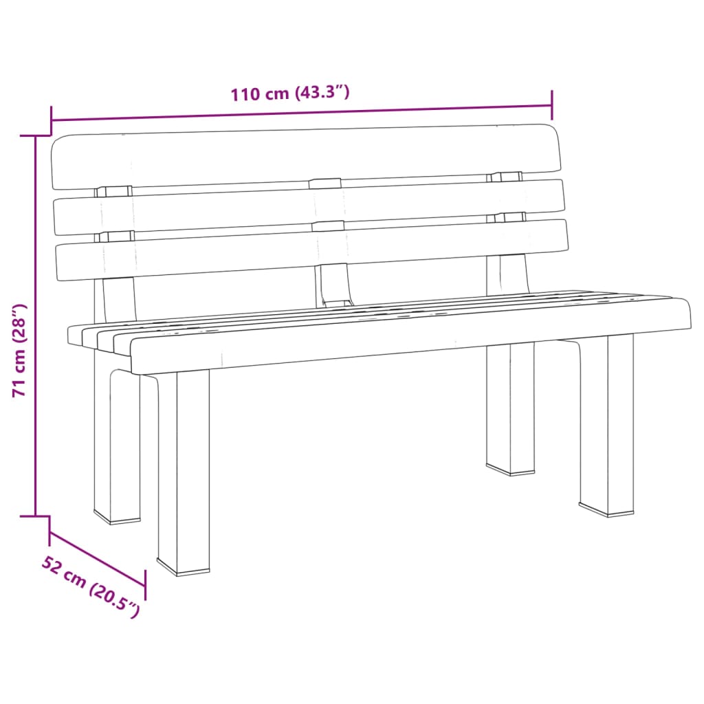 havebænk 110x52x71 cm polypropylen antracitgrå