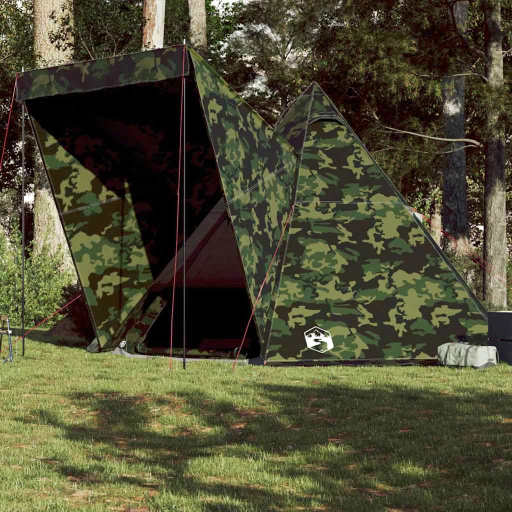 6-personers familietelt - vandafvisende tipi i camouflage