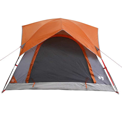 4-personers campingtelt vandtæt grå og orange