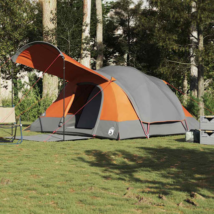 8-personers campingtelt vandtæt grå og orange