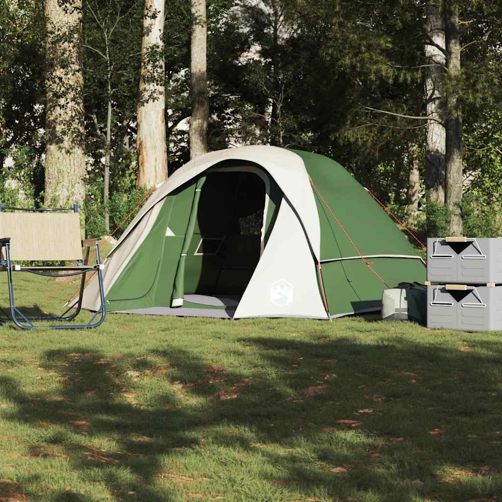 6-personers familietelt - vandafvisende campingtelt, grøn